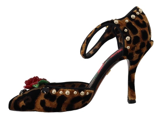 Zapatos de Tacón de Terciopelo Leopardo con Detalle en Rosa - Image 5