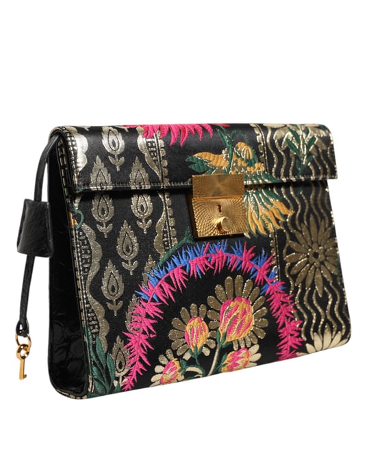 Bolso de documentos de jacquard floral multicolor - Image 2