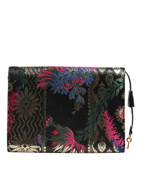 Bolso de documentos de jacquard floral multicolor - Image 3