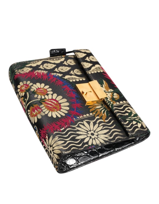 Bolso de documentos de jacquard floral multicolor - Image 4