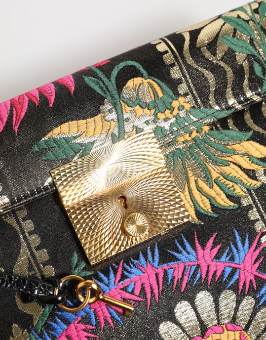 Bolso de documentos de jacquard floral multicolor - Image 5