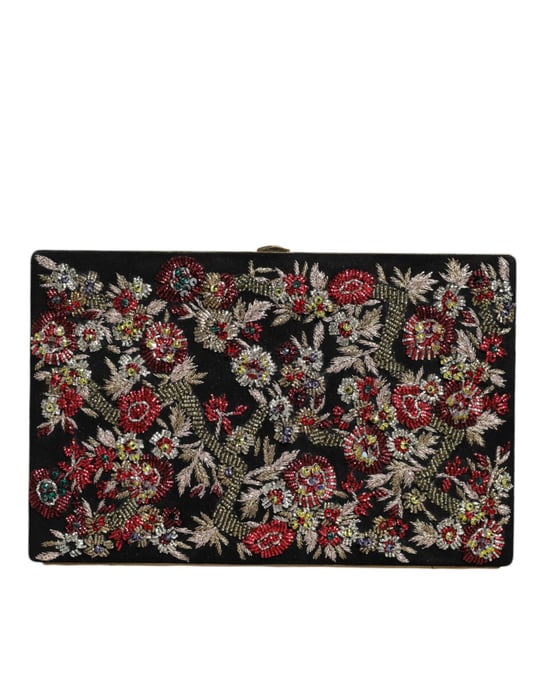 Bolso de mano de noche con marco dorado floral multicolor - Image 2