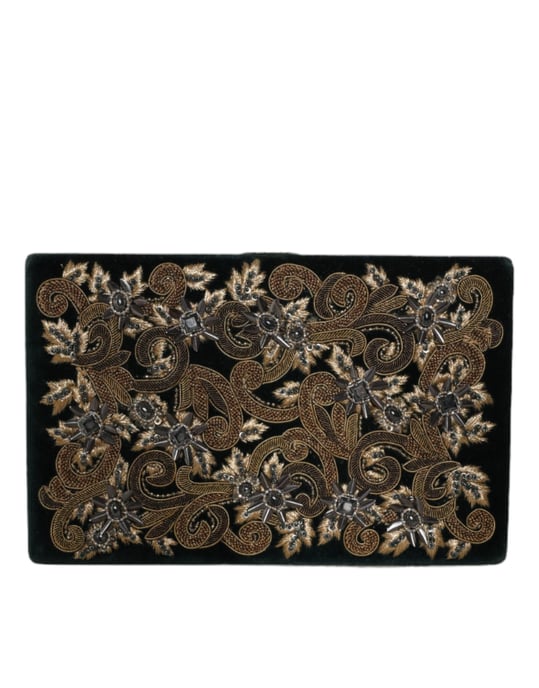 Bolso de mano de terciopelo negro con marco dorado para fiesta nocturna - Image 3