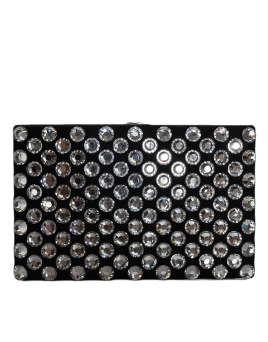 Bolso de mano de terciopelo negro con cristales para una fiesta de noche - Image 1