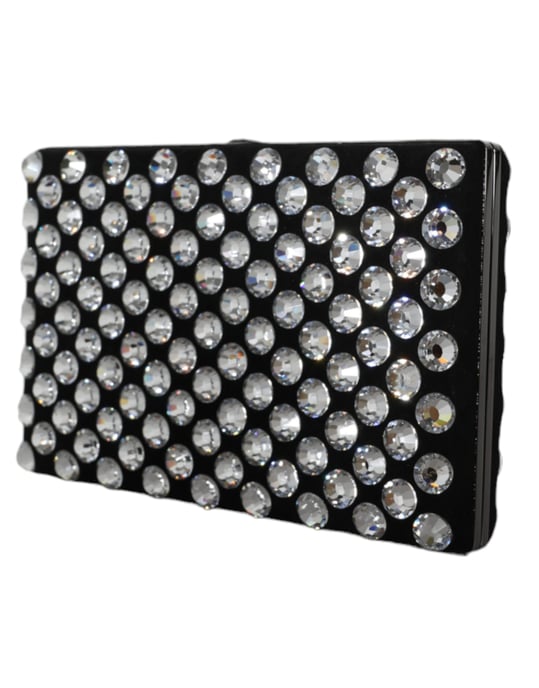 Bolso de mano de terciopelo negro con cristales para una fiesta de noche - Image 2