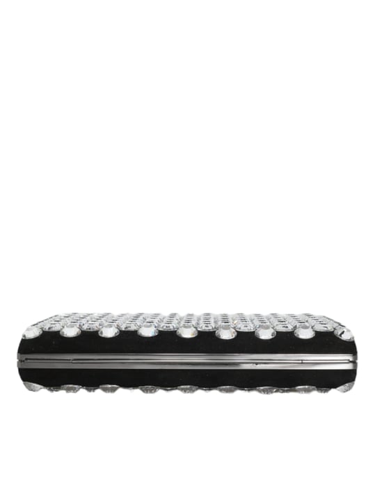 Bolso de mano de terciopelo negro con cristales para una fiesta de noche - Image 5