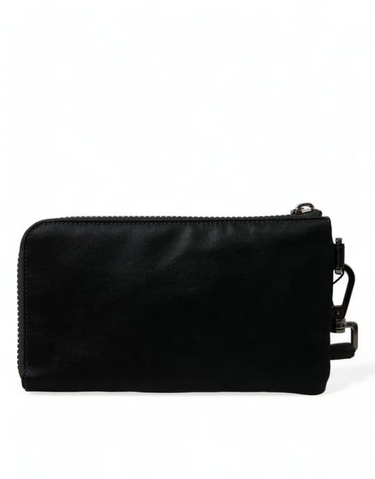Bolso Clutch con Llavero de Placa de Logo de Nylon Negro - Image 2
