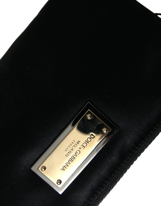 Bolso Clutch con Llavero de Placa de Logo de Nylon Negro - Image 4