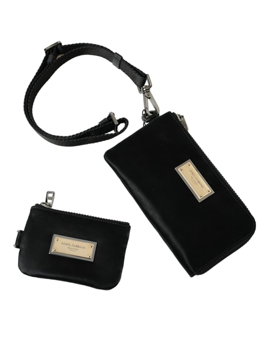 Bolso Clutch con Llavero de Placa de Logo de Nylon Negro - Image 5