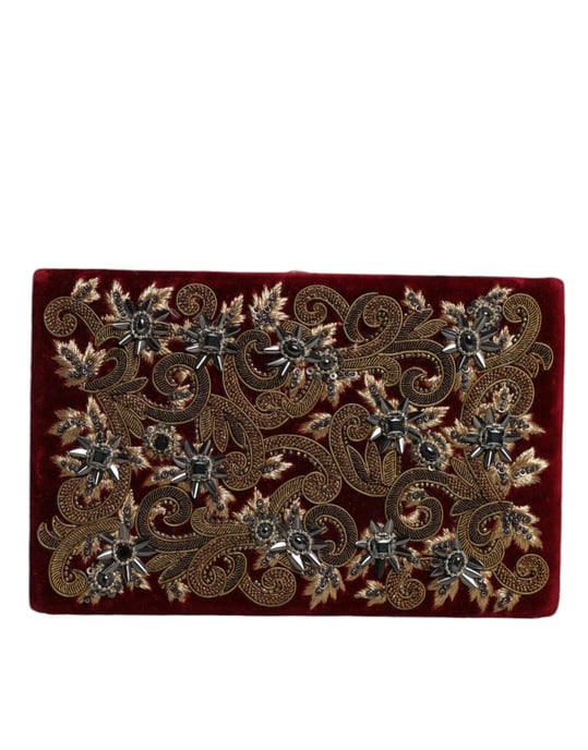 Bolso de Mano de Terciopelo Rojo con Marco Dorado para Fiesta Nocturna - Image 1
