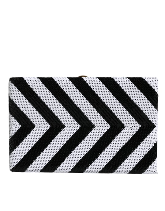 Bolso de mano de fiesta en color negro, blanco y dorado - Image 3