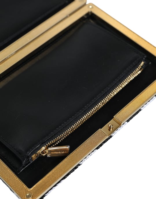 Bolso de mano de fiesta en color negro, blanco y dorado - Image 5