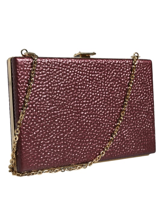 Bolso de noche cruzado de cuero burdeos - Image 3