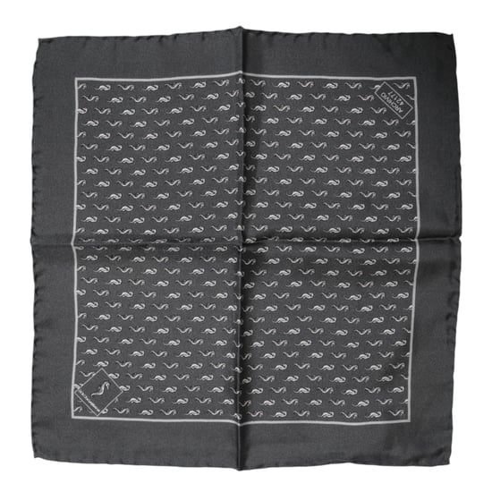 Foulard de seda cuadrado para hombres con estampado de pez negro - Image 2