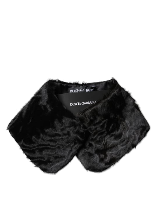 Bufanda de Cuello para Mujeres con Collar de Piel de Cordero Negro - Image 1