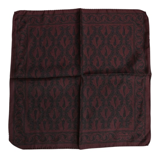 Bufanda cuadrada para hombres con estampado en negro y burdeos - Image 2