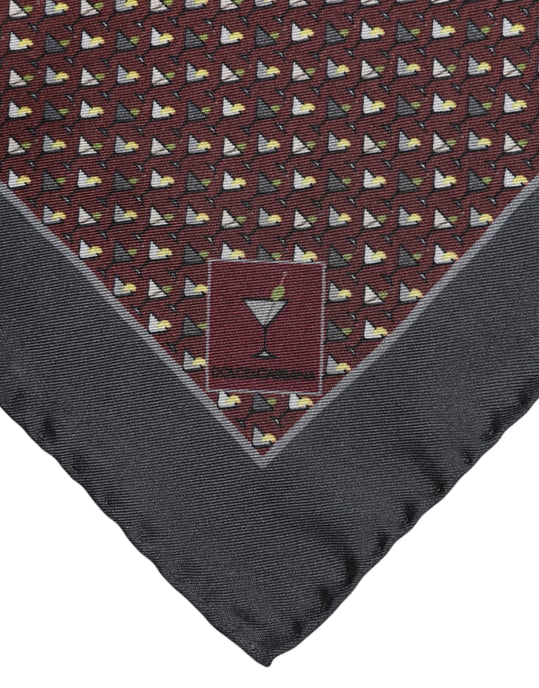 Foulard de seda cuadrado color burdeos - Image 3