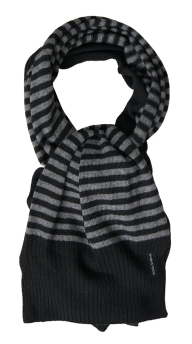 Chal de Lana con Rayas Negros y Grises para Cuello - Image 1