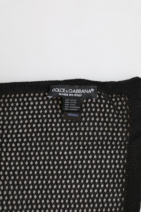 Bufanda cuadrada de algodón con patrón negro - Image 3