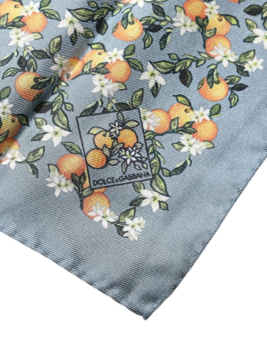 Pañuelo de Seda Cuadrado Naranja Gris - Image 4