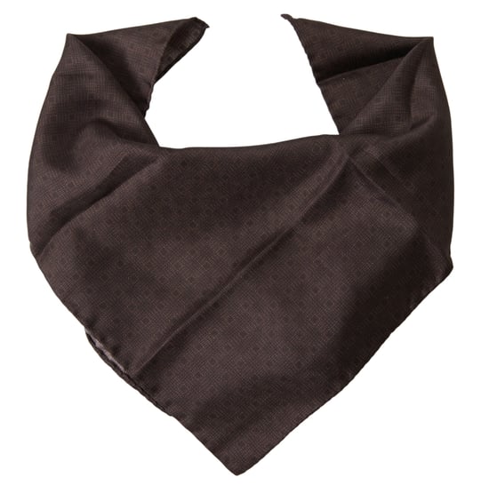 Pañuelo de seda cuadrado estampado marrón - Image 2