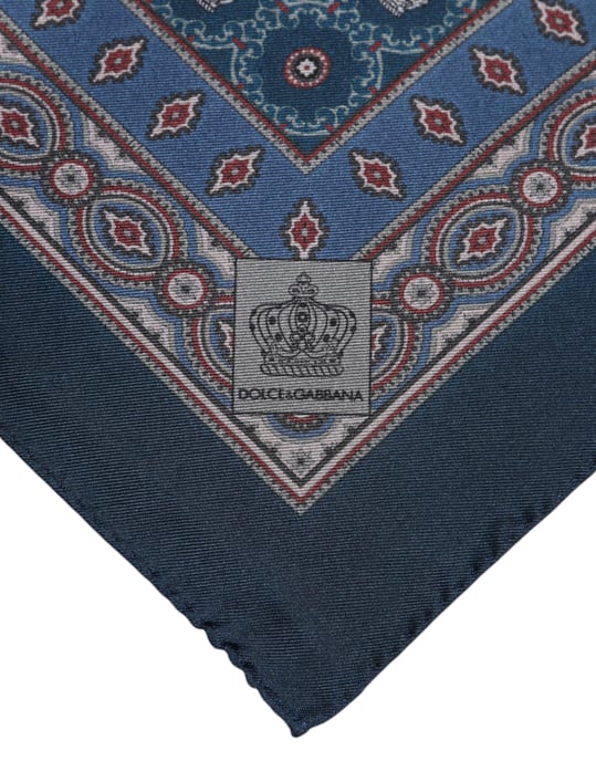 Pañuelo de Seda Azul Impresa para Hombre - Image 3
