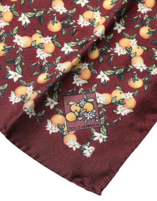 Pañuelo de seda cuadrado de naranjas marrones - Image 3