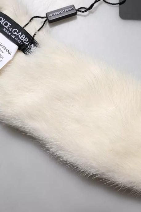 Bufanda de Cuello de Piel de Visón Blanca para Mujer - Image 2