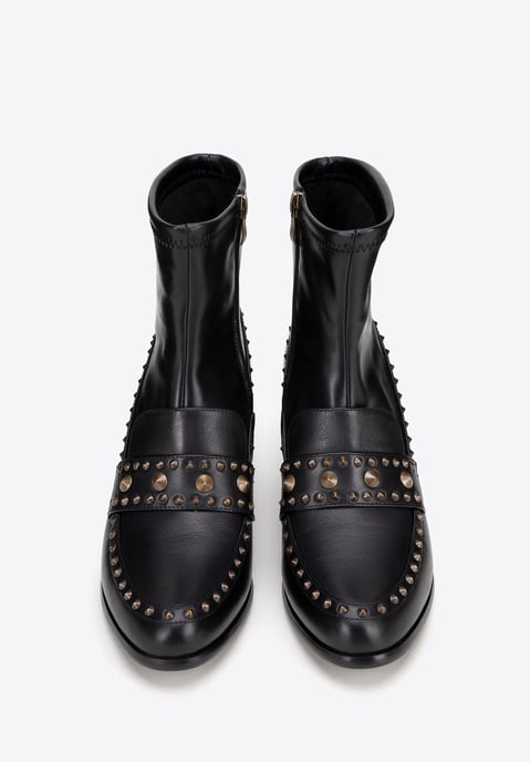 Botines de mujer Wittchen con remaches decorativos, color negro, piel natural - Image 2