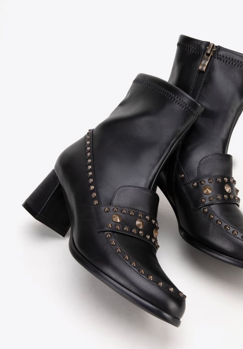 Botines de mujer Wittchen con remaches decorativos, color negro, piel natural - Image 5