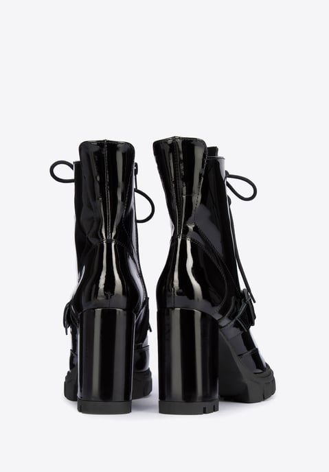 Botines de piel para mujer Wittchen con hebilla en el talón de charol negro - Image 3