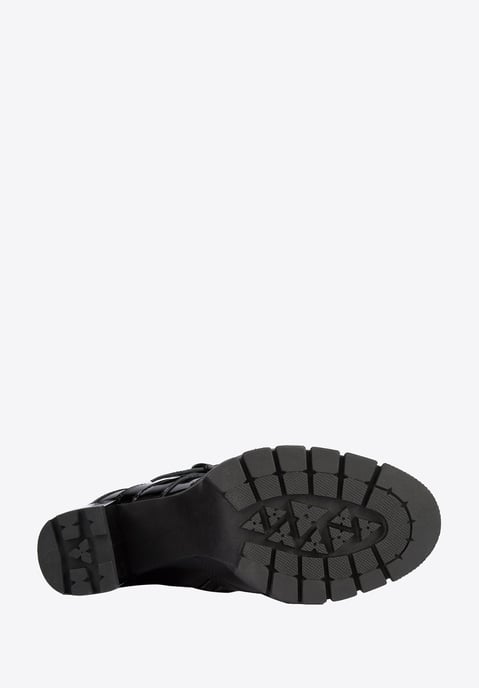 Botines de piel para mujer Wittchen con hebilla en el talón de charol negro - Image 4