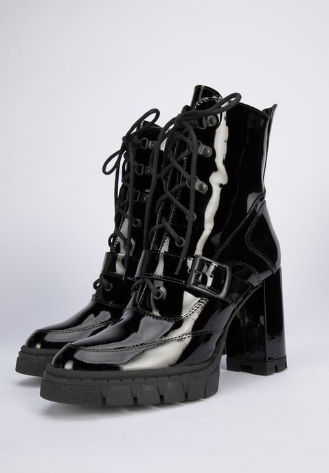Botines de piel para mujer Wittchen con hebilla en el talón de charol negro - Image 5