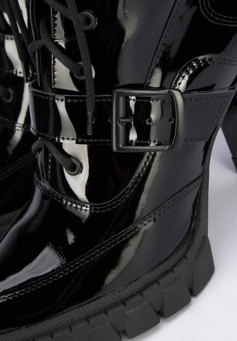 Botines de piel para mujer Wittchen con hebilla en el talón de charol negro - Image 6