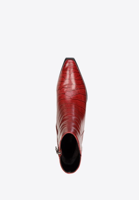 Botines de tacón alto de piel de cocodrilo burdeos para mujer de Wittchen - Image 3