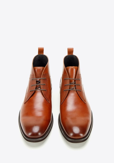 Botines de piel Wittchen para hombre con inserciones, marrón, piel natural - Image 2