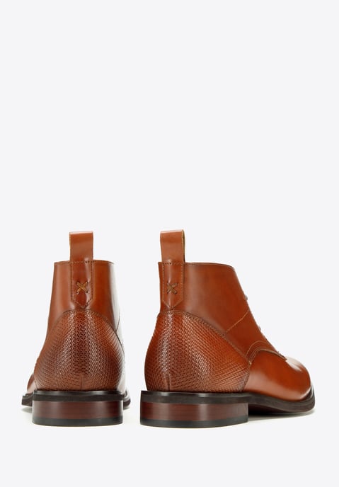 Botines de piel Wittchen para hombre con inserciones, marrón, piel natural - Image 3