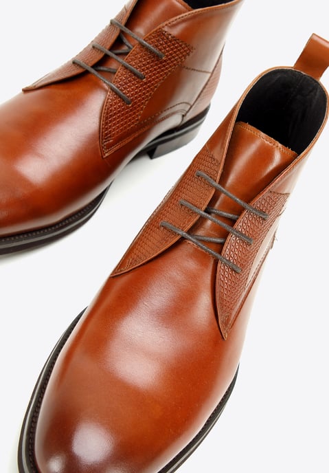 Botines de piel Wittchen para hombre con inserciones, marrón, piel natural - Image 6