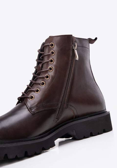 Botas de combate con cordones de cuero para hombre de Wittchen, color marrón y cuero natural - Image 6