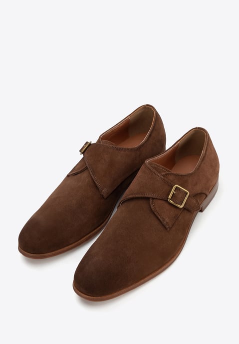 Zapatos Monk Wittchen para hombre en ante marrón oscuro - Image 1