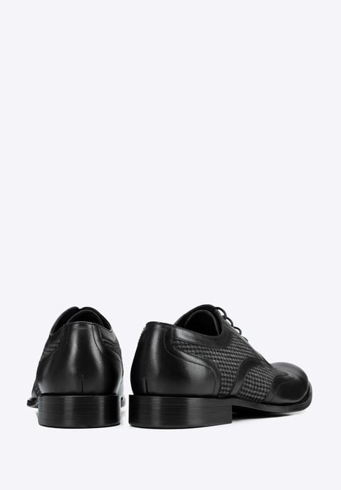 Zapatos Derby Wittchen para hombre en piel negra con inserciones textiles - Image 5