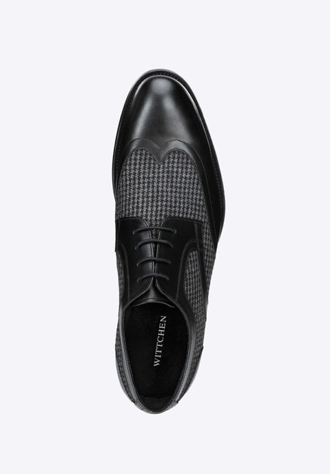 Zapatos Derby Wittchen para hombre en piel negra con inserciones textiles - Image 6