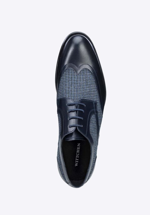 Zapatos Derby para hombre Wittchen de piel con inserciones textiles, azul marino, piel natural - Image 5