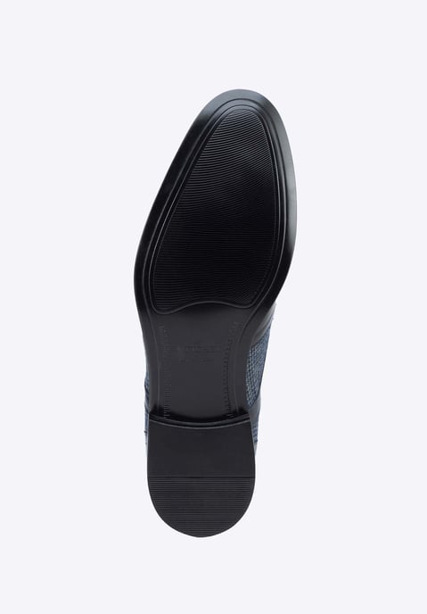 Zapatos Derby para hombre Wittchen de piel con inserciones textiles, azul marino, piel natural - Image 6