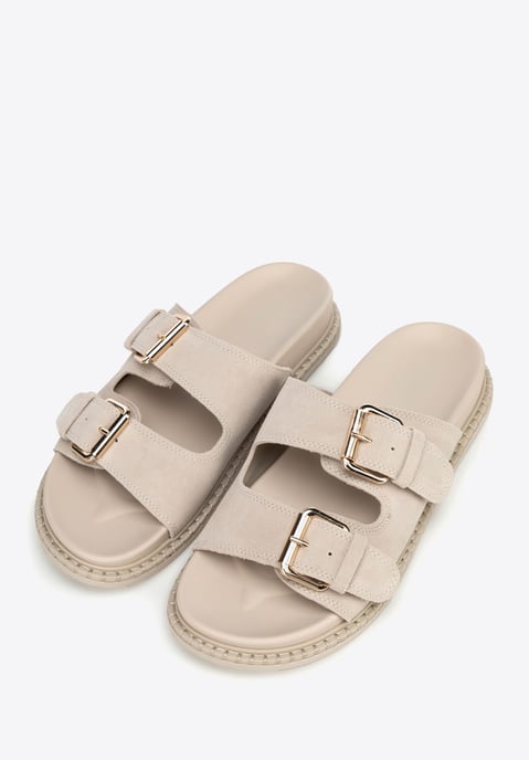 Chanclas Wittchen de piel de ante beige para mujer - Image 2