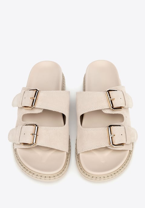 Chanclas Wittchen de piel de ante beige para mujer - Image 3