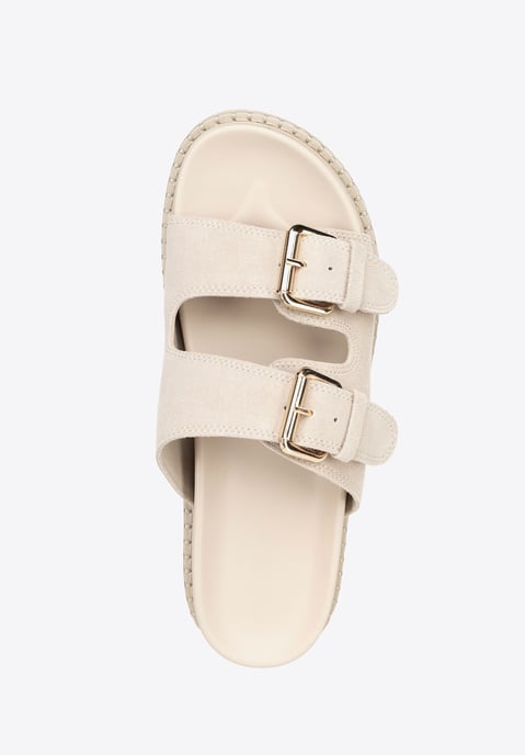 Chanclas Wittchen de piel de ante beige para mujer - Image 5