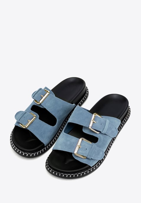 Chanclas Wittchen de piel de ante azul para mujer - Image 2