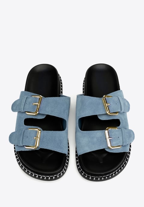 Chanclas Wittchen de piel de ante azul para mujer - Image 3
