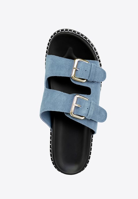 Chanclas Wittchen de piel de ante azul para mujer - Image 5